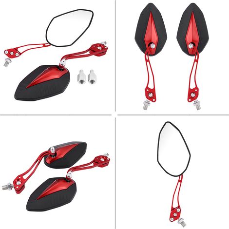 Paire 8mm 10mm Universel Moto Scooter Moto Rétroviseur Rétroviseurs Latéraux Rouge (1/5)