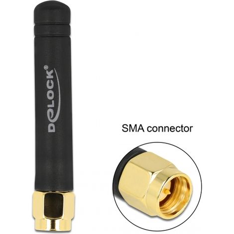 Delock LPWAN 868 MHz Antena macho SMA 1,6 dBi omnidireccional fija para negro