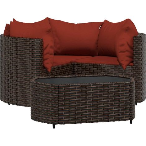 Maison Exclusive - Set Mobili da Giardino 4 pz con Cuscini in Polyrattan Marrone