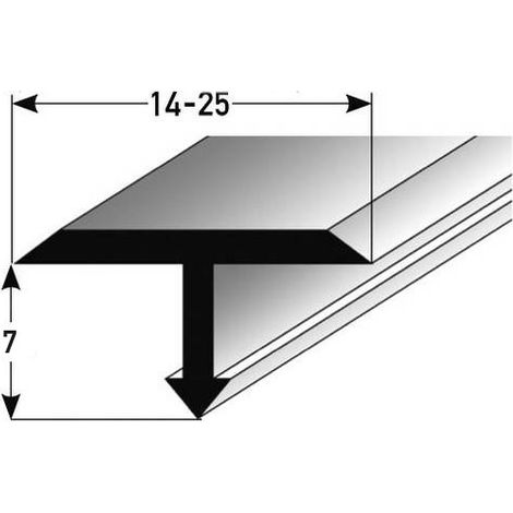 PROVISTON Bauprofil 9 x 25 x 1000 mm T-Profil Montageprofil Metallprofil Bodenprofil Aluminium eloxiert Edelstahl matt (1/2)