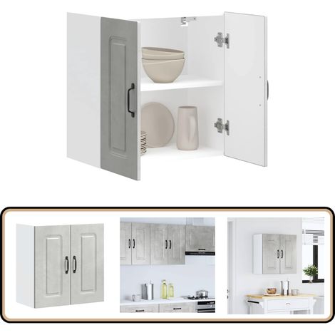 vidaXL Armoire murale de cuisine Kalmar gris béton bois d'ingénierie