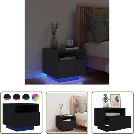 vidaXL LED Licht - Nachttisch mit LED-Leuchten Schwarz 40x39x37 cm (1/5)