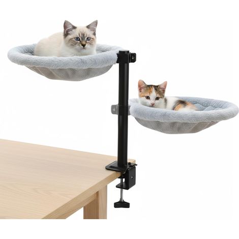 lit pour chat de bureau, panier chat pivotant à 360° et réglable en hauteur,hamac doux pour chat avec 2 housses lavables,Idéal pour dormir la maison ou au bureau, utilisable en toutes saisons (1/5)