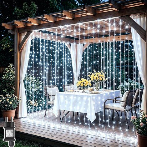 3Mx3M 300 LED Rideau Lumineux avec Transformateur, Blanc Froid (1/5)