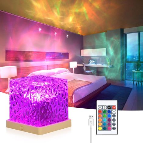 Projecteur de ciel étoilé et d'aurores boréales, lampe cube de cristal avec 16 couleurs et télécommande, alimentation USB (1/4)