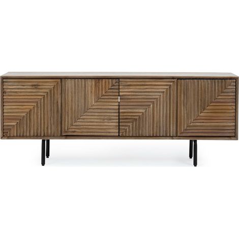 Meuble TV 4 portes en bois massif naturel de manguier Dary 140cm (1/5)