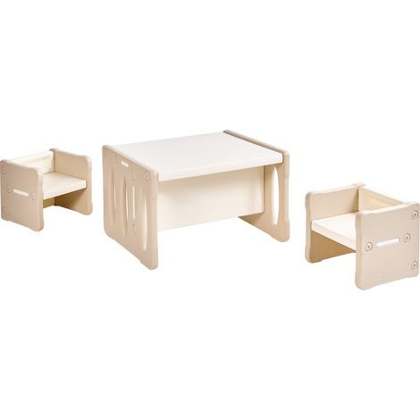 Conjunto de mesa y sillas infantiles sala de juegos estilo Montessori beige Bulloo (1/5)