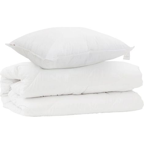 Housse de couette blanche en microfibre, comprend deux taies d'oreiller (1/5)