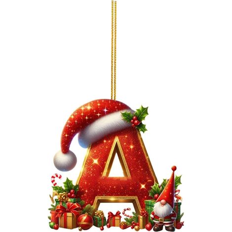 26 adornos de letras para árbol de Navidad, adornos colgantes con letras para decoración navideña (A) (1/5)