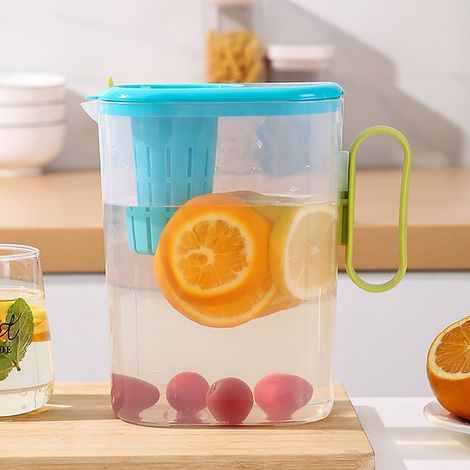 Carafe À Eau Froide - 2 L - En ABS Alimentaire - Convient Pour Réfrigérateur - Couvercle Hermétique - Usage Intérieur Et Extérieur (1/5)