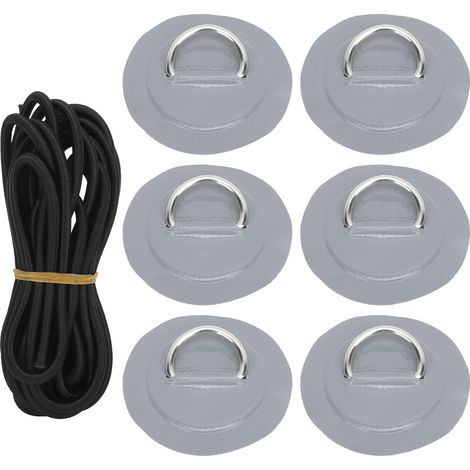 Stück PVC-D-Ringe mit Gummikordel – Edelstahl-Reparaturset und Hakenkordeln, Grau (1/5)