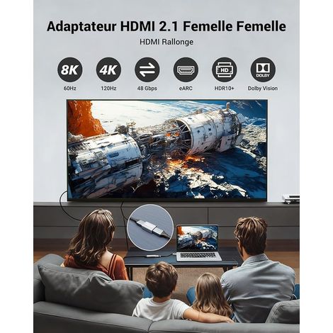 HDMI 2.1 Coupler 8K 60Hz Female Female Gold Plated Arc HDR, 3D UHD (1/4)