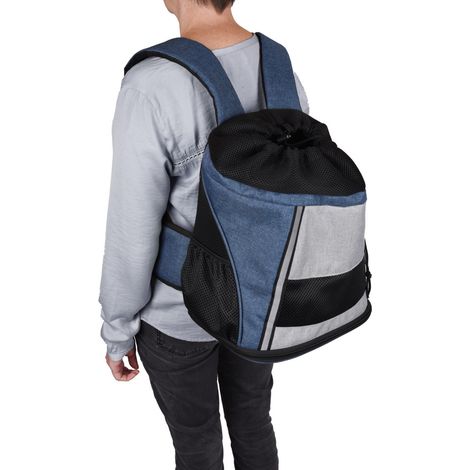 Sac de transport ventral Timi bleu 34 x 25 x 37 H cm pour chien max 7 kg - Flamingo (1/5)