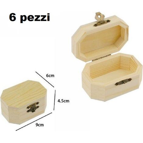 Trade Shop - Set 6 Scatoline In Legno Portagioie Scatola Cofanetto Ottagonali 74003a Ly-10383 -