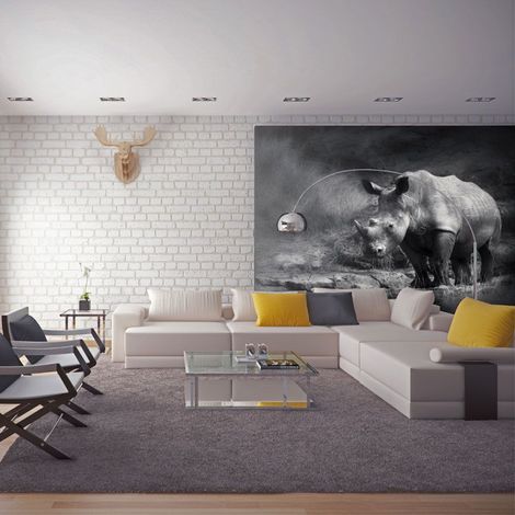 Papier Peint "Rhinocéros Perdu dans la Rêverie" 270 x 350 cm (1/2)