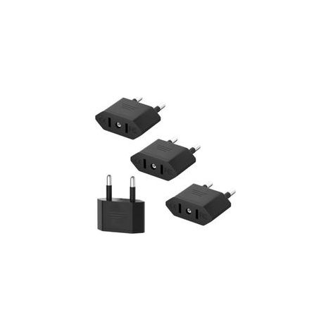 Adaptateur de voyage USA vers Europe – Lot de 4 – Prise 2 broches plates vers 2 broches rondes – Compact et léger pour déplacements professionnels