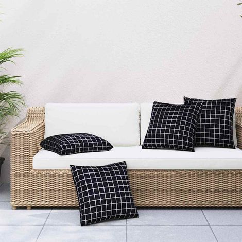 vidaXL Coussins Éparpillés À carreaux 4 pcs Carreaux Noirs 50 x 50 cm