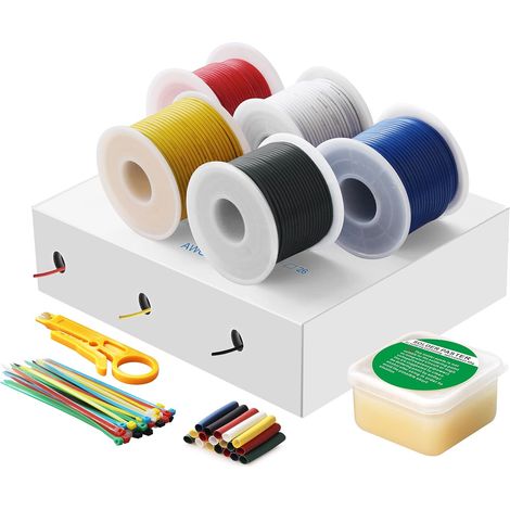 20AWG 0,5mm² Kit Fils Électriques Silicone, 5 Coloris, 7m (1/5)