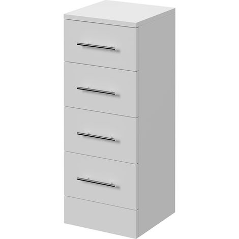 Alexander James Gloss White 300mm x 300mm 4 Drawer Storage Unit - 300mm - Chrome 96mm Bar Handle