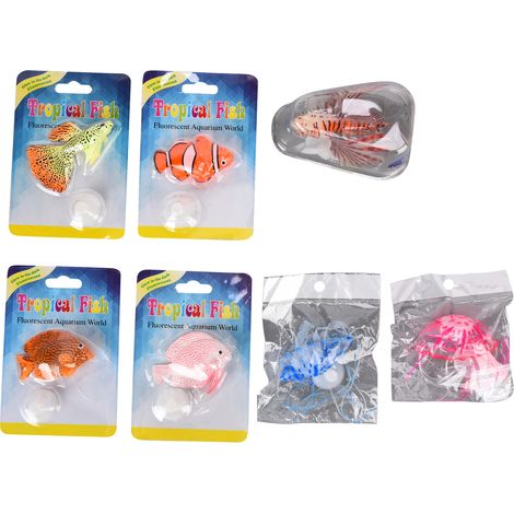 Décorations flottantes pour Aquarium, 7 pièces, Simulation colorée, ornements en Silicone (1/5)