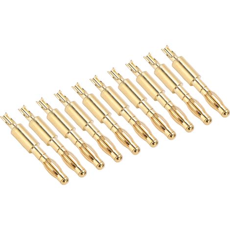 Lot de 10 connecteurs mâles banane 4 mm plaqués or à souder pour tests électriques DIY (1/5)