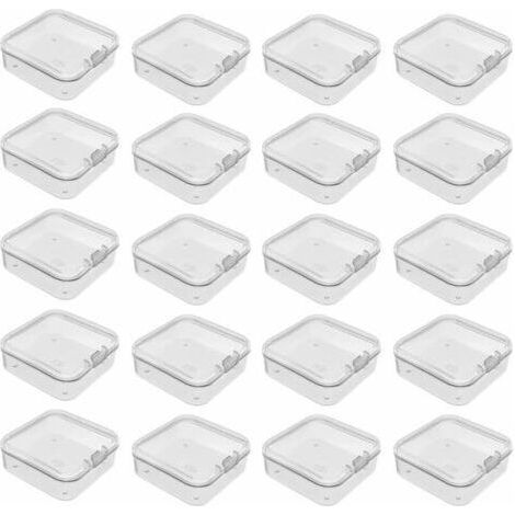 Petite boîte de 20 pièces avec couvercle à charnière, conteneur de stockage de perles, conteneur de stockage en plastique pour objets, pilules, herbes, petites perles, accessoires de bijoux et autres (1/4)