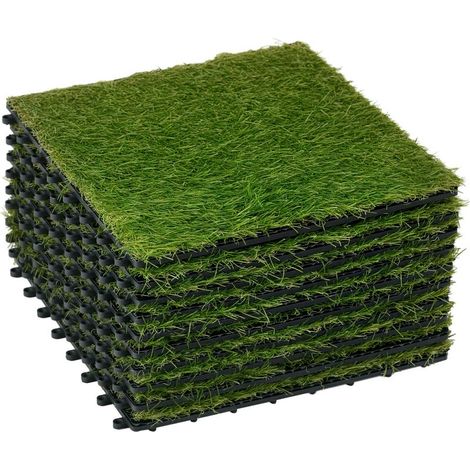 Gartenfliesen mit grünem Kunstrasen, 30 x 30 cm, 10er-Set, Kunstrasendichte 6500 (1/5)
