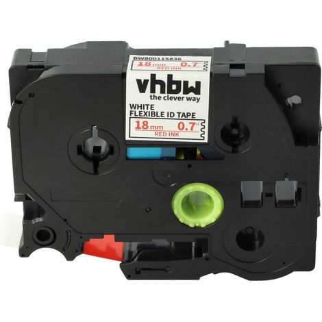 vhbw Label Tape Replacement for Brother TZE-FX242 for Label Printer 8m x 18 mm, Red on White, Flexible (1/4)