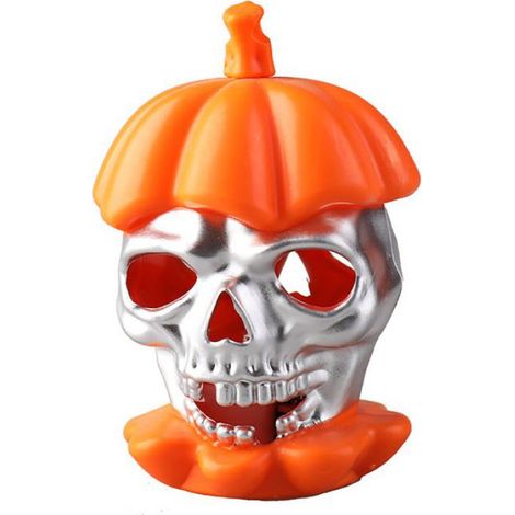 Lanterne Crâne Halloween - Lumière Chaude LED - Décoration Table Cheminée Fenêtre - Fonctionne Sur Piles - 1 Pièce (1/4)