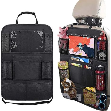 Housse de dossier de voiture - Poche de rangement avec support pour tablettes (1/5)