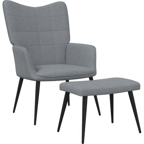 Chaise de relaxation avec tabouret Fauteuil de relaxation Chaise de Salon Relax Intérieur Gris clair Tissu VSGS430496 (1/5)