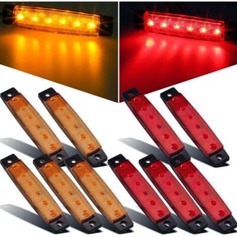 Lot de 10 feux de roche à LED, feux de garde-boue à LED, feux de passage de roue, feux à LED pour camions, voiturette de golf, Jeep Wrangler, RZR, Offroad, F150, F250, motoneige (rouge et jaune)