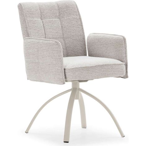 Pack de 2 sillones giratorios modelo Noah tapizado textil beige, 85cm(alto) 56cm(ancho) 63cm(largo) (1/5)