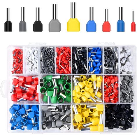 1200 Pièce Embouts de Câblage, Cosses et Kits, Embouts de Câblage pré Isolé,Connecteur Électrique, pour Pince Électricien (1/5)