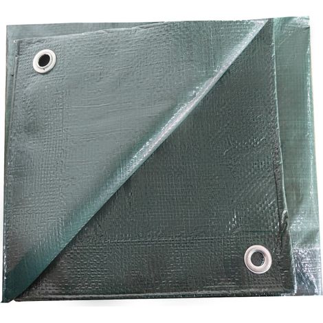 TrendLine Gewebeplane 110 g/m² 6 x 1,5 m = 9 m² grün mit Ösen (1/2)