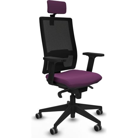 Horna sincro malla negra similpiel morado brazos 2D base piramidal cabecero 2D ruedas 65mm engomadas (1/5)