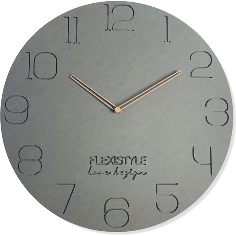 Grande horloge murale pour le salon, grise, écologique, 50 cm (1/5)