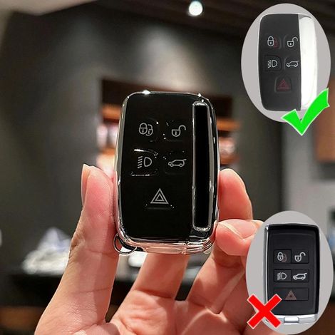 Étui de protection pour clé de voiture en TPU noir pour Land Rover A9, Range Rover Sport, Evoque, Freelander, Discovery 4 et Jaguar XE, XJ, XJL, XF. Accessoires inclus.,Housse de clé de voiture pou (1/5)
