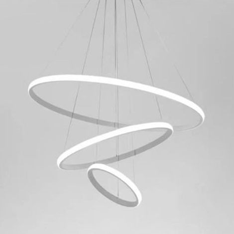 TrAdE Shop Traesio - Lampadario Sospeso Led 72w 3 Cerchi Pendente Rotondo Anelli Bianco Luce 6500k 50293 - (1/5)