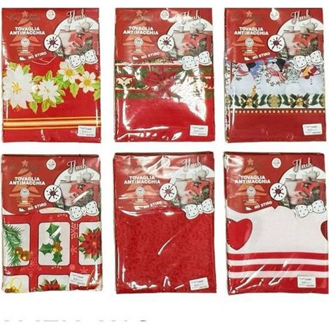 TrAdE Shop Traesio - Tovaglia Natalizia Antimacchia No Stiro Impermeabile Varie Fantasie 12 Posti - (1/4)