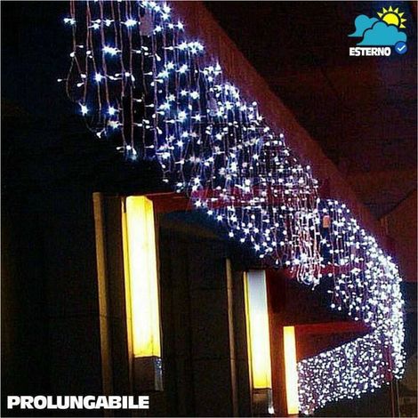 Rideau De Lumière Blanche Froide En Cascade 250 X 75 Cm Extensible Jusqu'à 50m 126led (1/3)