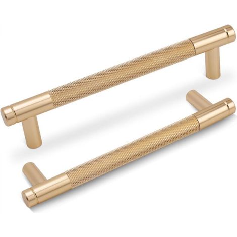 Knurled cabinet handles, 96 mm center hole, gold, 2 pieces