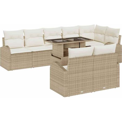 Maison Exclusive - Conjunto de sofá de jardín 9 uds. Beige Polira (1/5)