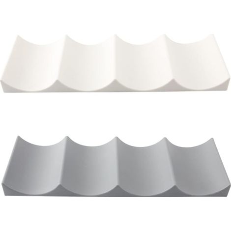 BRAVIX Porte Bouteille Frigo 2 Pièces Tapis de Rangement à Bouteille Casier à Bouteilles en Plastique Empilable Étagère à Vin Porte Bouteille pour Cuisine Réfrigérateur Blanche/Gris 1029.3cm