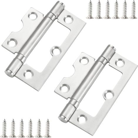2 Pièces Charnières Muettes, 3" (75mm) Charnières de Porte en Acier Inoxydable avec Vis, pour Portes de Placard, Meubles, Armoire, Argent (1/5)