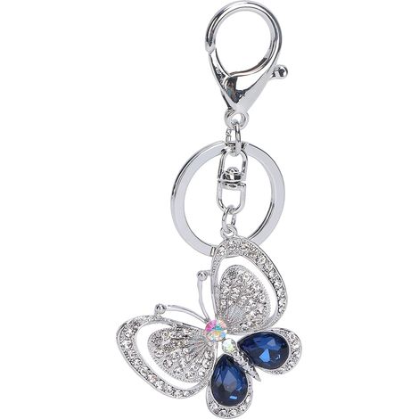 Llavero de mariposa de cristal, colgante brillante, bolso de mujer, interior del coche (1/5)