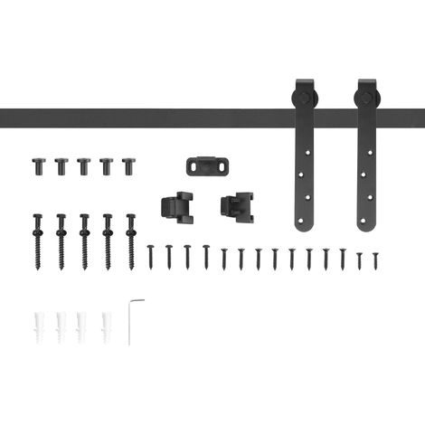 Kit de quincaillerie pour porte coulissante 180 cm en acier carbone noir (1/5)