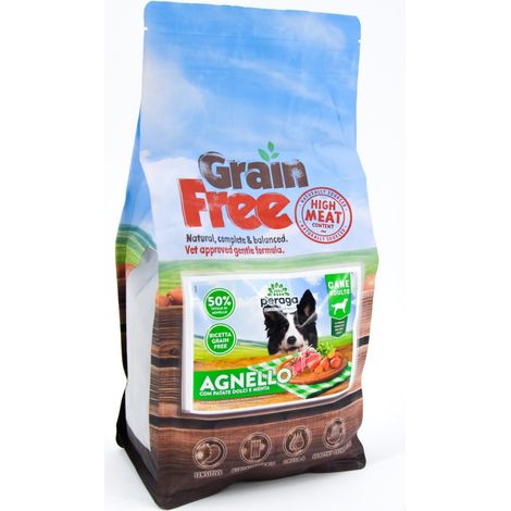 CROCCHETTE PERAGA GRAIN FREE PER CANE ADULTO 2KG AGNELLO CIBO PER CANI