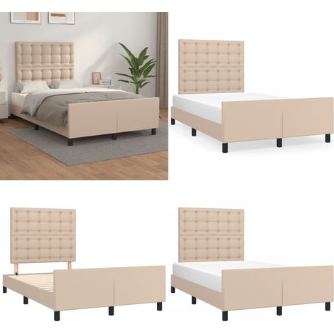 Cadre de lit sans matelas cappuccino 120x190 cm similicuir - Cadre De Lit - Lit Double - Lit Capitonné - Tête De Lit Ajustable - Similicuir Marron - Home & Living (1/5)
