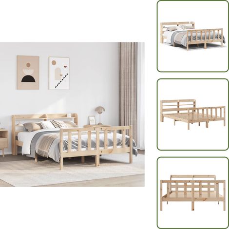 vidaXL Massivholzbett ohne Matratze 160x200 cm Kiefernholz